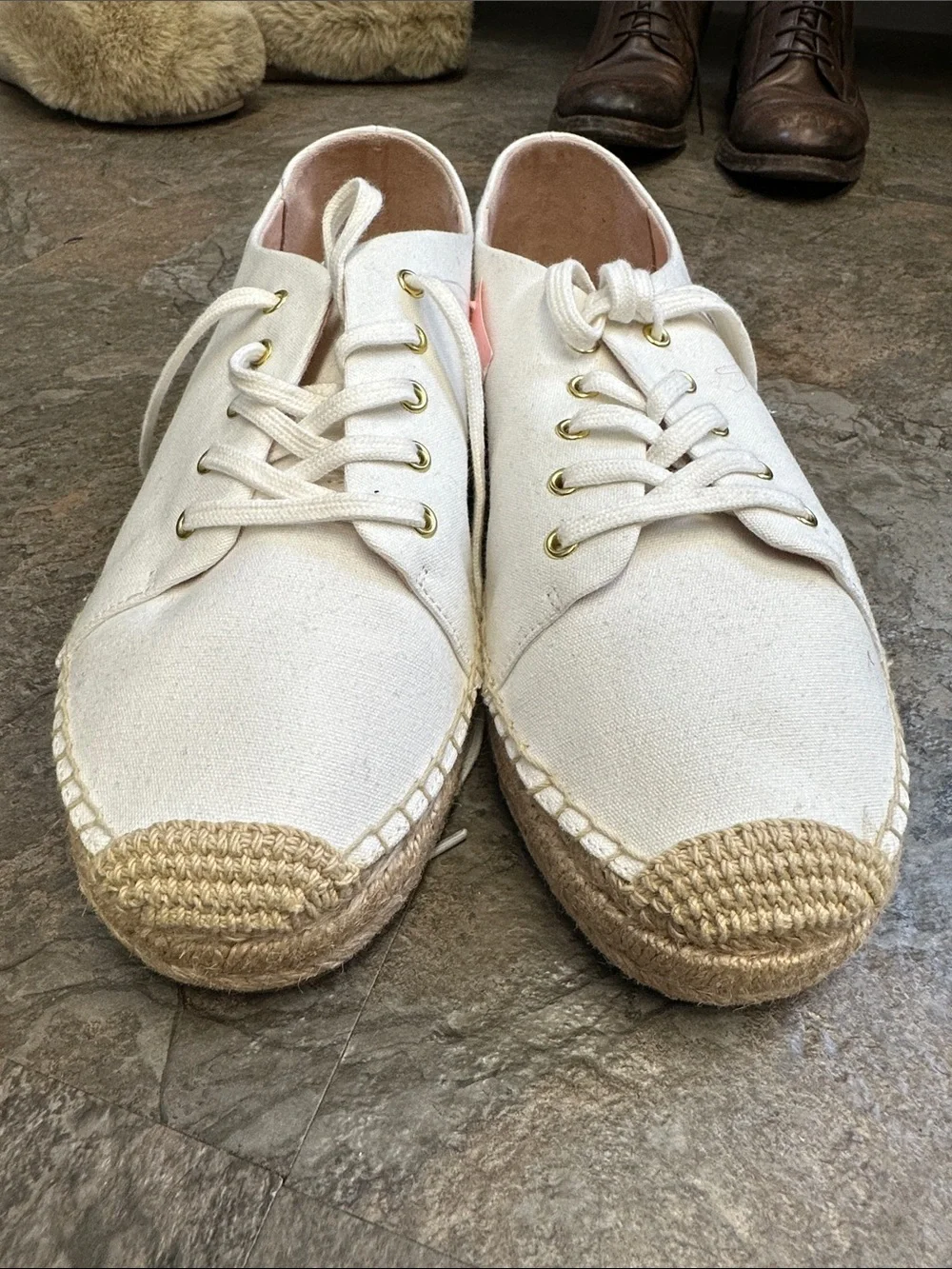 J. Crew White Canvas Lace-Up Espadrille Sneakers